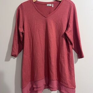 Elegant V-Neck Coral Tunic